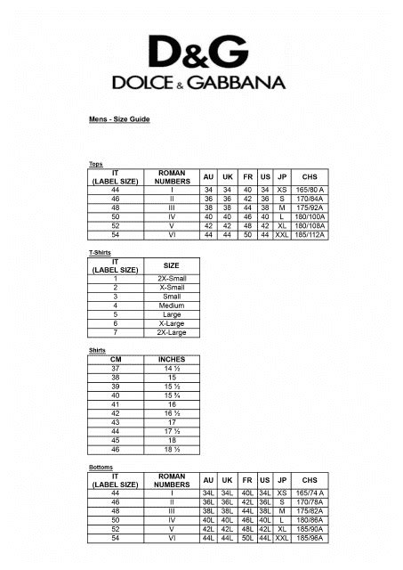 dolce gabbana größentabelle|Dolce & Gabbana Men's Clothing Size Guide – Italianlly.